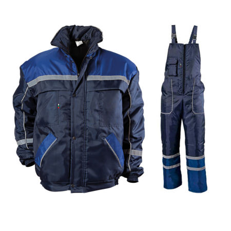 Set Jacheta Lucru iarna si pantaloni cu pieptar COLLINS WINTER BLUE