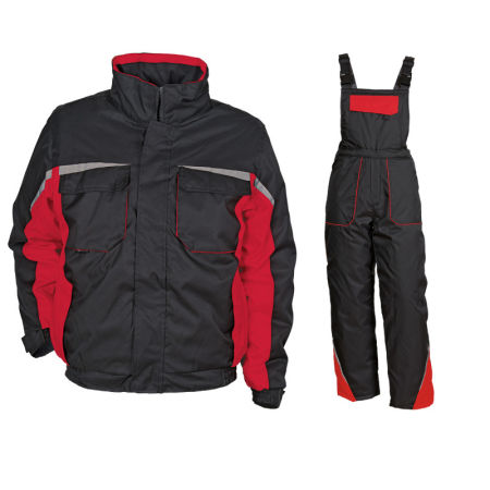 Set Jacheta Lucru iarna si pantaloni cu pieptar KASTOR BLACK 