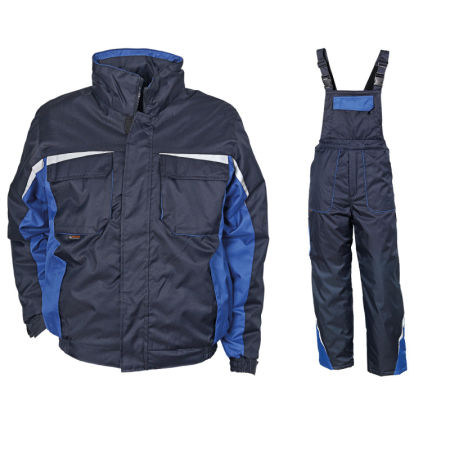 Set Jacheta Lucru iarna si pantaloni cu pieptar KASTOR BLUE 