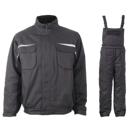 Set Jacheta Lucru iarna si pantaloni cu pieptar KASTOR GREY COTTON