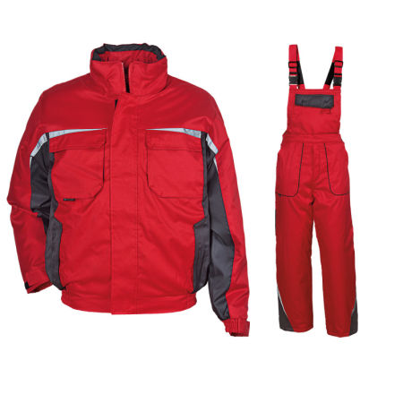 Set Jacheta Lucru iarna si pantaloni cu pieptar KASTOR RED 