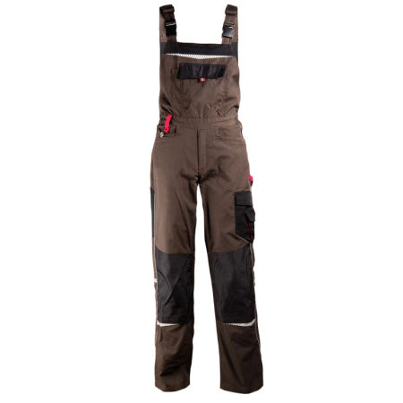 Pantaloni de lucru cu pieptar PRISMA BROWN